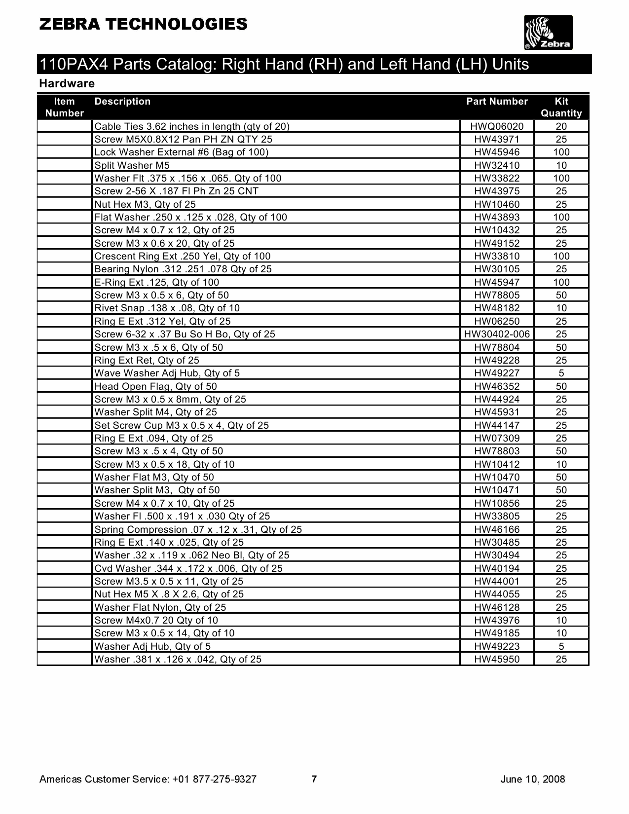 Zebra Label 110PAX4 Parts Catalog-6